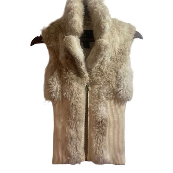 Urban Behavior Women's Cream Faux Fur Knit Sleeveless Night Out Vest - Picture 4 of 8